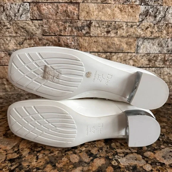 CHRISTIAN DIOR Arty White Patent Lace Up Back Zip Ankle Boots - Picture 5 of 8